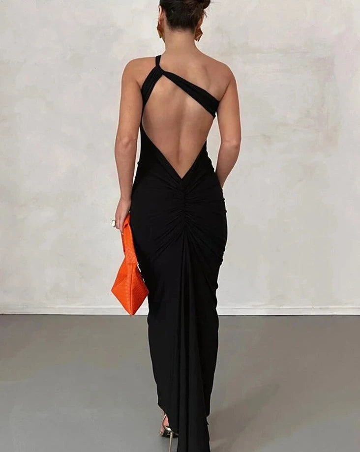 Robe sexy et élégante pour femme avec fronces croisées, design chic, pour fête d'anniversaire